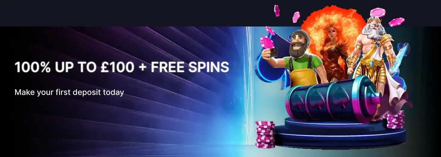Welcome bonus 100% up to £100 plus free spins