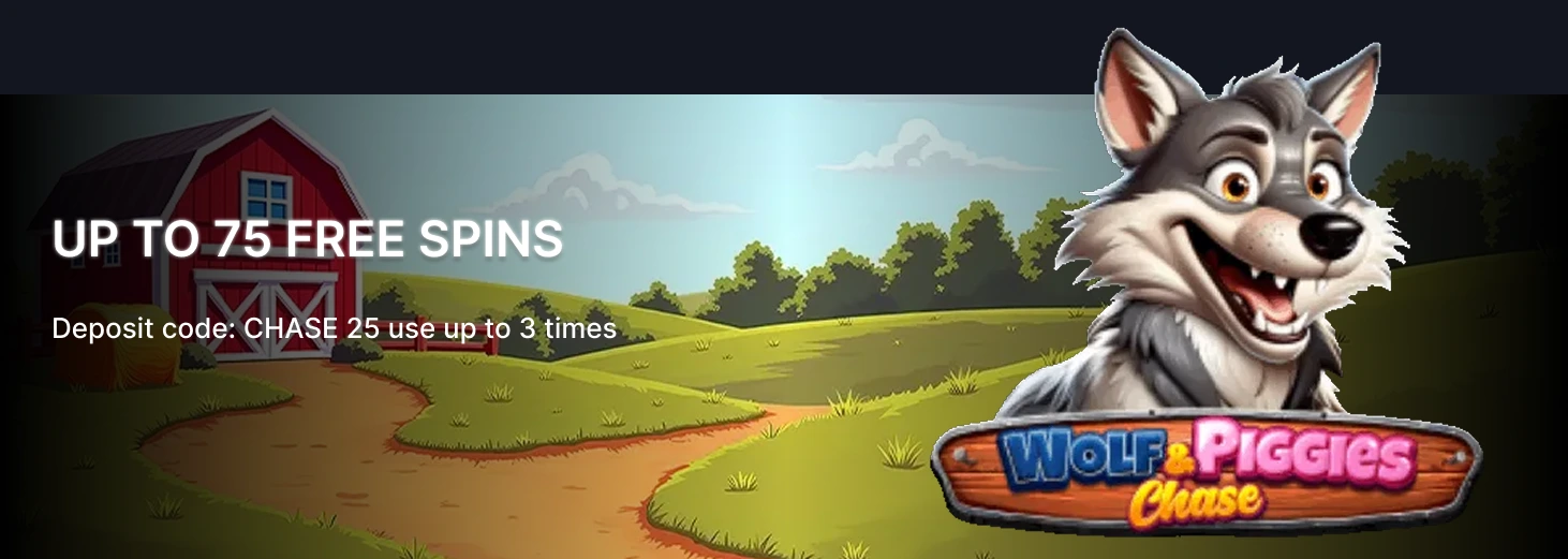 Wolf and Piggies Chase slot promo 75 free spins